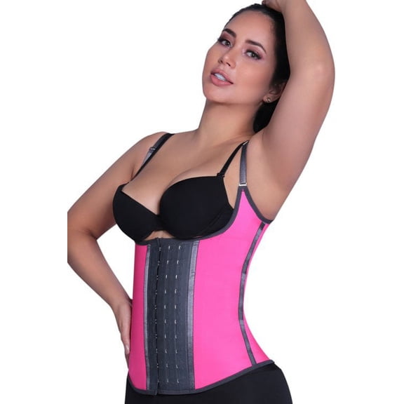 Latex Waist trainer With Straps -Fuchsia-4