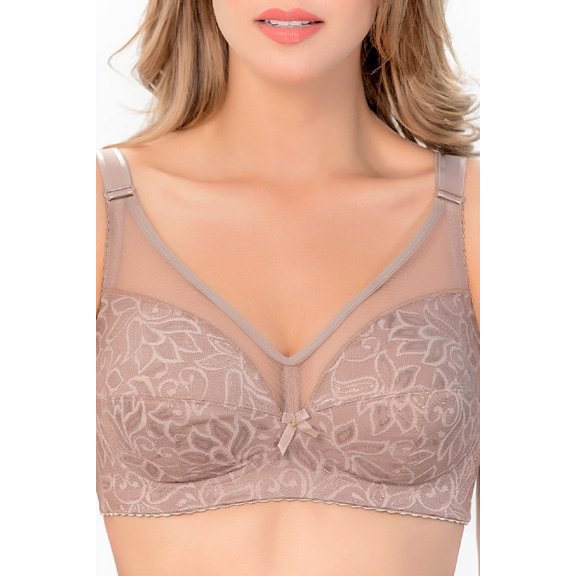 Siluet Wireless Comfy Control Bra in Lace Dark Nude