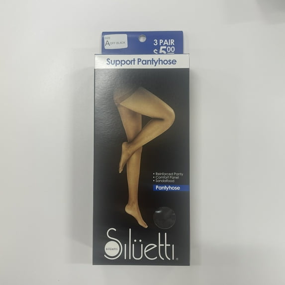 Siluetti Women's Off Black Support Pantyhose, 3 Pack