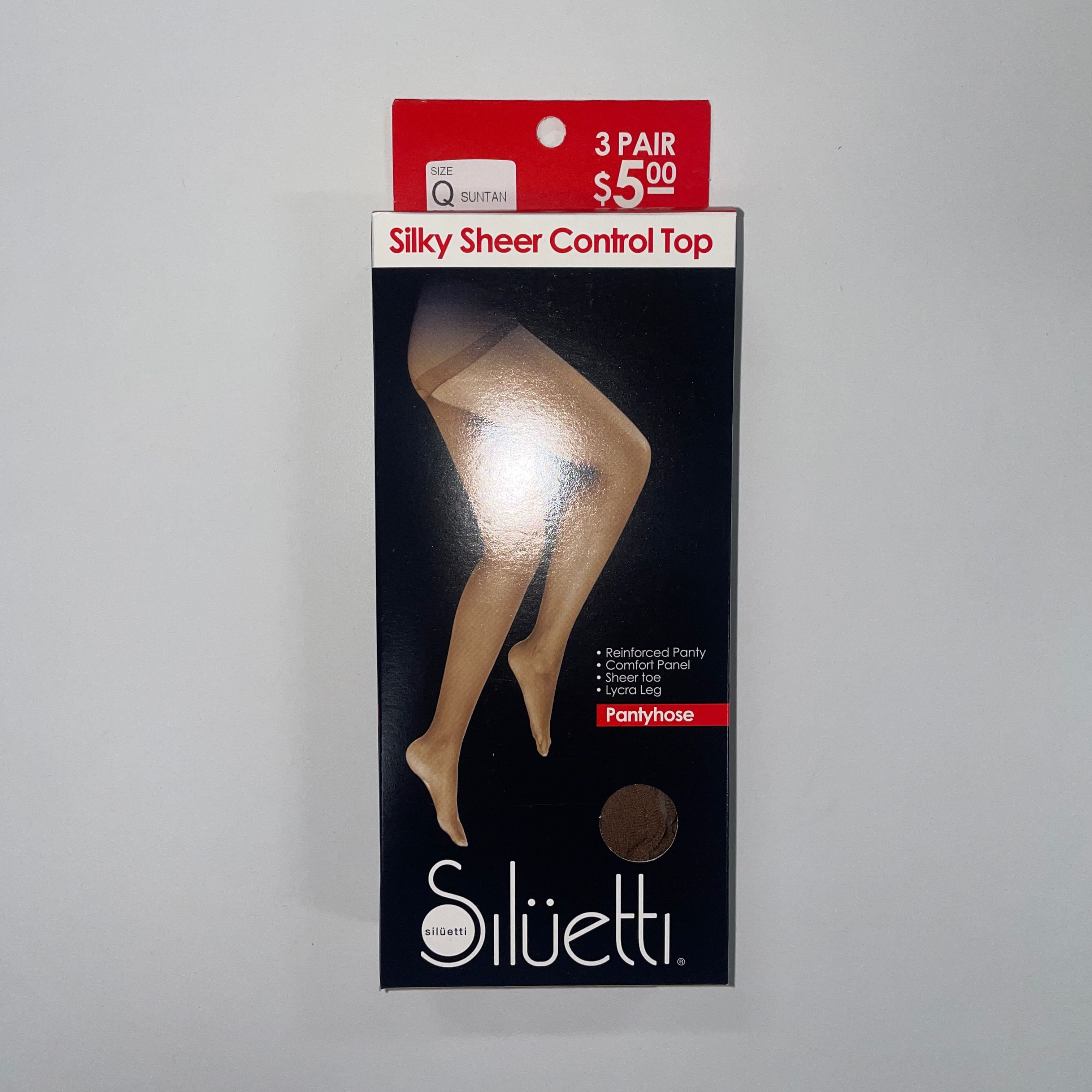 Siluetti Women's Taupe Silky Sheer Control Top Pantyhose, 3 Pack