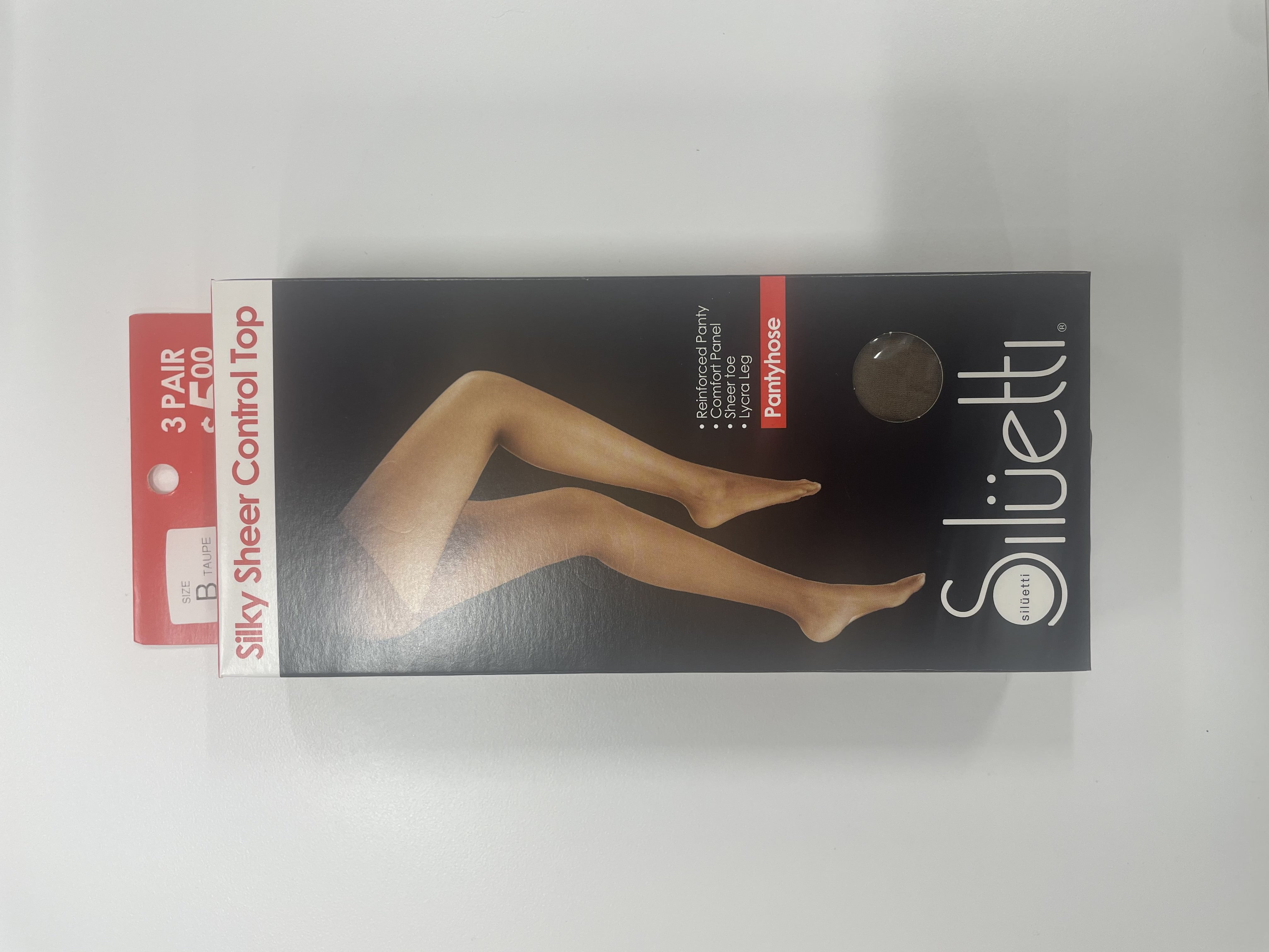 Siluetti Women's Taupe Silky Sheer Control Top Pantyhose, 3 Pack