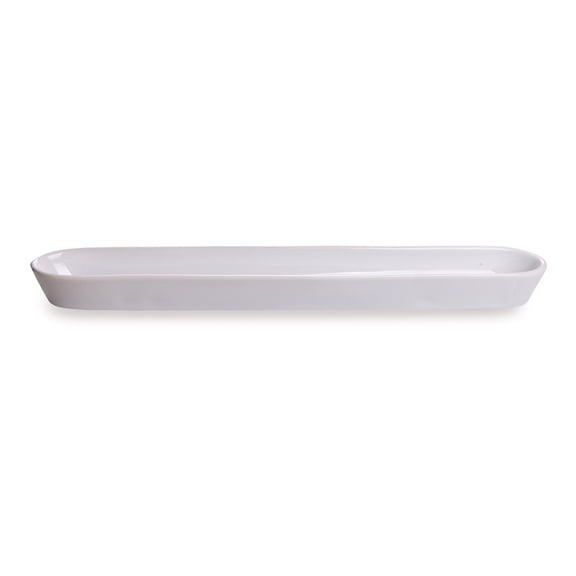 Chef 101 Siluro 10 oz White Porcelain Olive Plate - 12" x 1 1/2" x 1" - 1 count box
