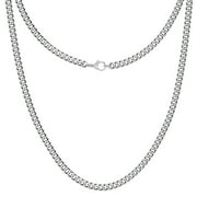 Silvadore UK 4mm Silver Cuban Link Chain for Men Women - Real Stainless Steel Non-Tarnish Jewelry