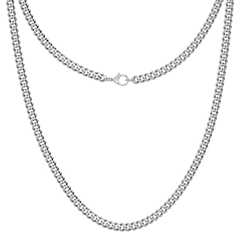 Silvadore UK 4mm Silver Cuban Link Chain for Men Women Real