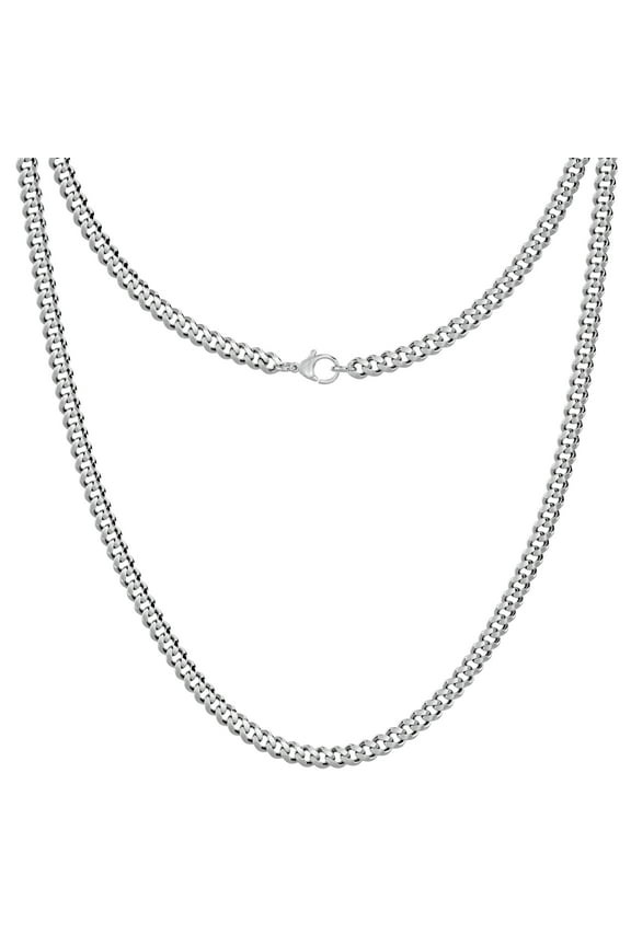 UK 4mm Silver Cuban Link Chain for Men Women - Real Stainless Steel Non-Tarnish Jewelry