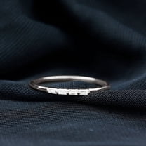 Silvago Jewel 0.68 Ct Baguette Brilliant Cut Anniversary Diamond Ring - 14K White Gold Plated Wedding Anniversary Ring - Diamond Sterling Silver Ring Promise - Stackable Rings Women's Jewelry