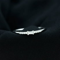 Silvago Jewel 0.8 Ct Baguette Cut Excellent Causal Stacking Diamond Ring - 14K White Gold Plated Anniversary Rings On Clearance - Stackable Rings - Daily Wear Fine Jewelry - Anniversary Gifts