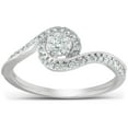 thumbnail image 1 of Silvago Jewel 0.9 Ct VVS1/D Round Cut Lab Created Simulated Diamond Rings - 14K White Gold Plated Anniversary Rings - Simple Bypass Wedding Engagement Rings - Wedding Jewellery For Bridesmaids Silver, 1 of 3