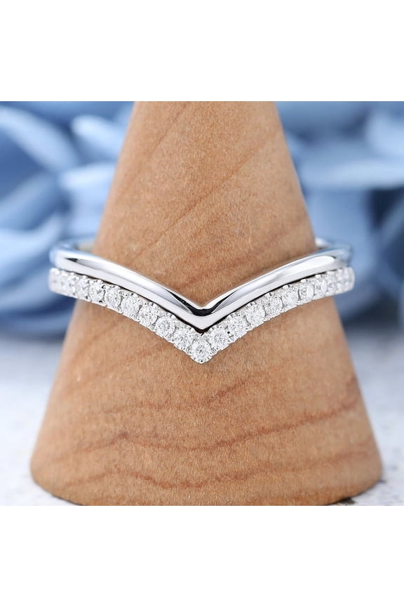 1.05 Ct VVS1/D Round Cut Lab Created Simulated Diamond Ring - 14K White Gold Plated Wedding Anniversary Ring - Dainty Engagement Wedding Diamond Ring for Women's - Curved Shape Rings