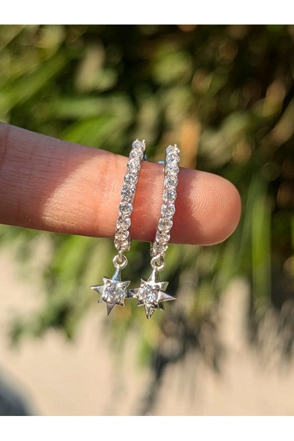 1.1 Ct Lab Created Diamond Drop Dangle Earring for Women - 14K White Gold Plated Engagement Earring - Ideal Gift for Wife - Glamorous Jewelry for Engagements - Chic Bridal Earring