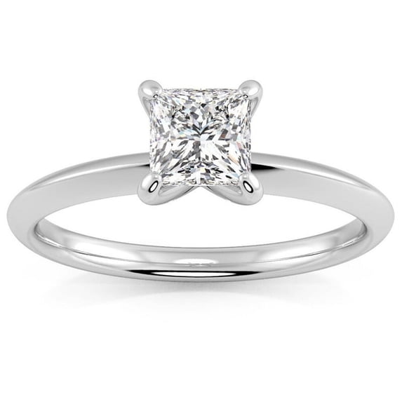 Silvago Jewel 1.3 Ct Princess Cut Diamond Rings - 14K White Gold Plated Rings - Classic Wedding Women's Rings - Engagement Silver Rings for Women's Jewellery - Silver Diamond Special Occasion Rings