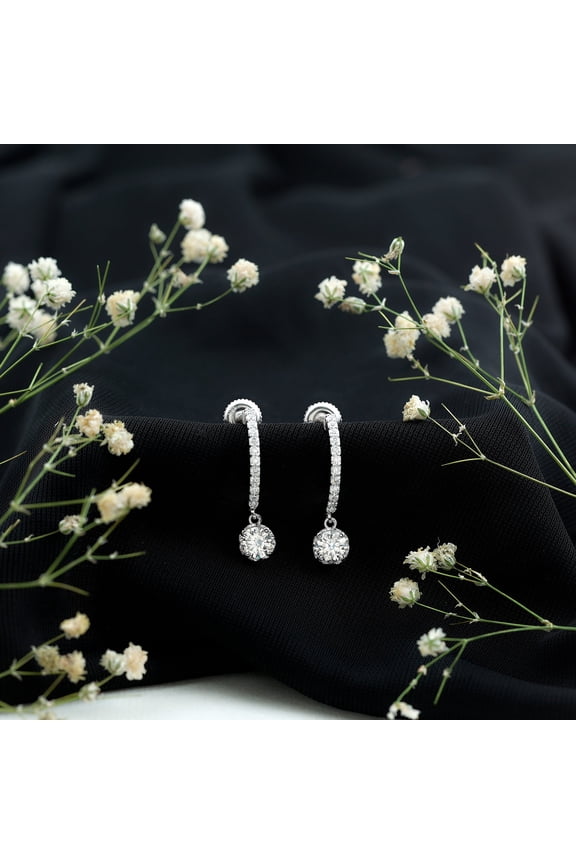 1.4 Ct Lab Created Diamond Engagement Earring - Dazzling Round Cut Drop Dangle Earring for Women's - Crafted in 14K White Gold Plated - Gift for Birthdays and Special Moments