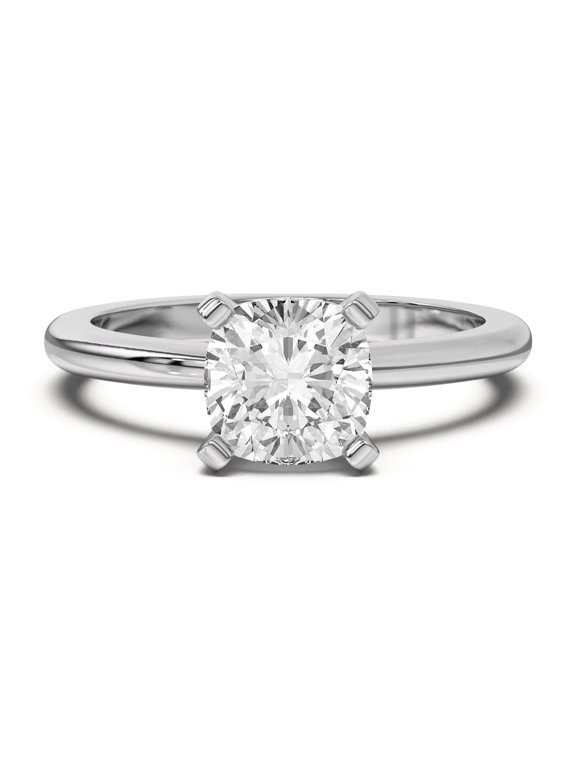 1.5 Ct Cushion Cut Lab-Created Simulated Diamond Wedding Ring for Women - 14K White Gold Plated - Engagement Ring - Valentine Gift