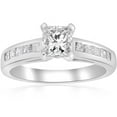thumbnail image 1 of Silvago Jewel 1.5 Ct Princess Cut Diamond Ring - Lab-Created Simulated Solitaire with Accents - Stunning 14K White Gold Plated Engagement Ring for Women's - Ideal Gift for Weddings or Anniversaries, 1 of 3