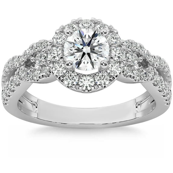Silvago Jewel 1.5 Ct Round Cut White Diamond Rings for Her - Birth Stone Engagement Wedding Rings for Women's - Simple Halo Proposal Rings for Her - Delicate Special Occasion Rings for Her