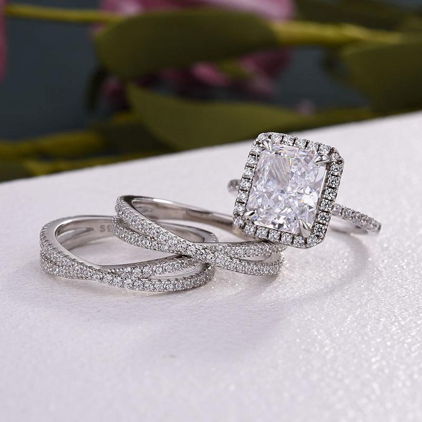 Silvago Jewel 1.7 Ct Radiant Cut Lab-Created Simulated Diamond Halo ...