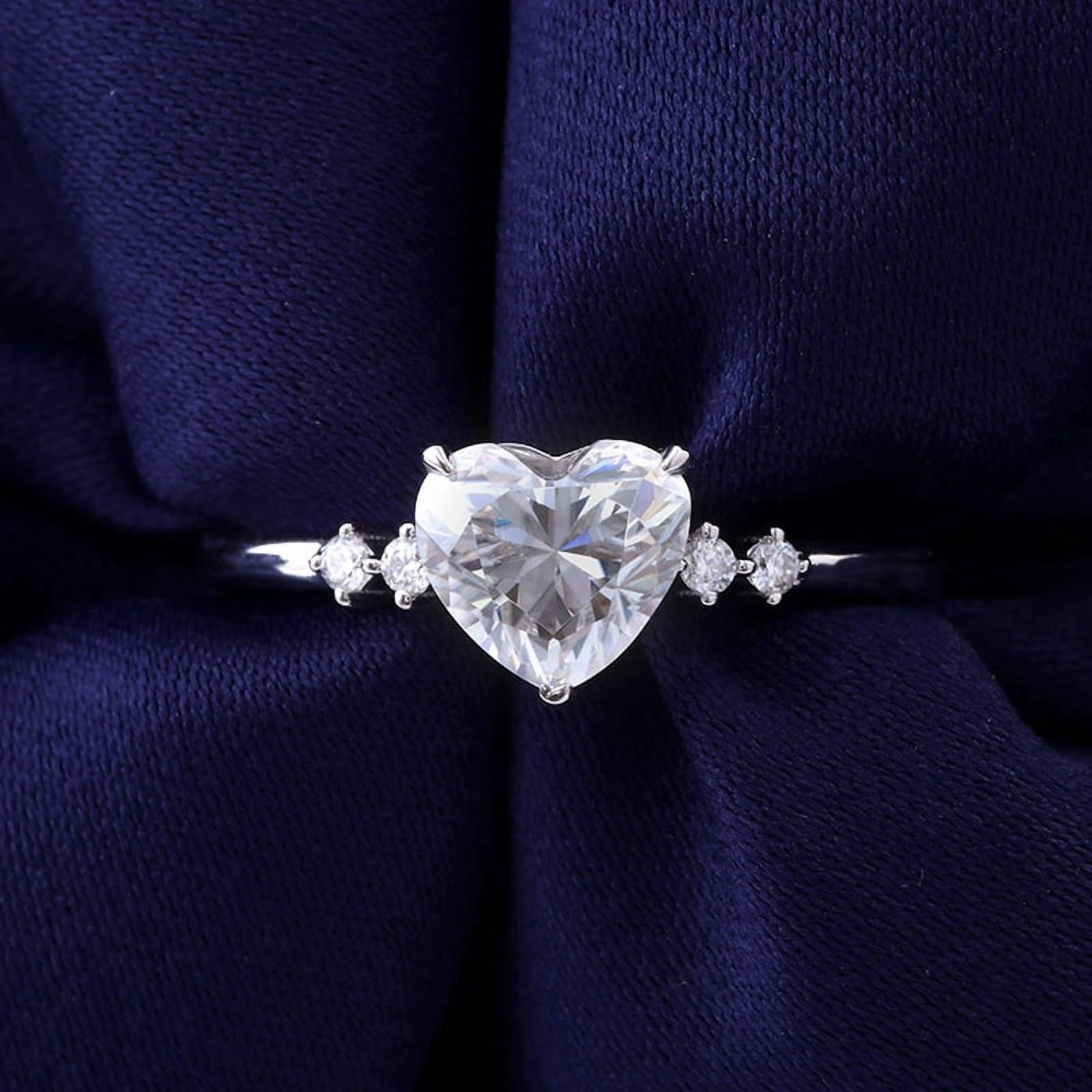 Silvago Jewel 1.8 Ct Heart Cut Lab-Created Simulated Diamond Engagement ...