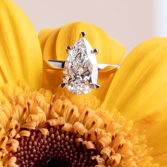Silvago Jewel 1.8 Ct Pear Cut Lab Created Diamond Wedding Ring - 14K White Gold Plated Wedding Anniversary Ring Gift for Wife - Hidden Halo Engagement Ring - Wedding Gift for Bridal