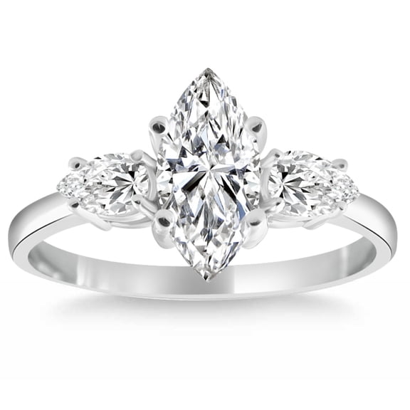 Silvago Jewel 1.9 Ct Marquise Cut Lab Created Diamond Engagement Ring - 14K White Gold Plated - Chic Prong Setting - Ideal for Weddings, Anniversaries and Birthday Gifts