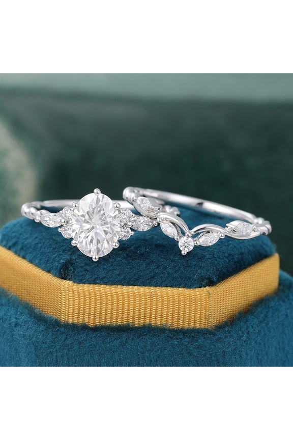 1.9 Ct Oval Cut Wedding Ring - 14K White Gold Over Rings - Bridal Stacking Engagement Diamond Ring - Christmas Special Gift for Her - Party Wear Diamond Ring - Christmas Gifts for Her