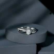 Silvago Jewel 1.9 Ct Pear Cut Lab Created Diamond Rings - 14K White Gold Plated Anniversary Rings for Her - Swirl Engagement Wedding Rings for Women's - Forever Diamond Rings - Promise Gifts for Her