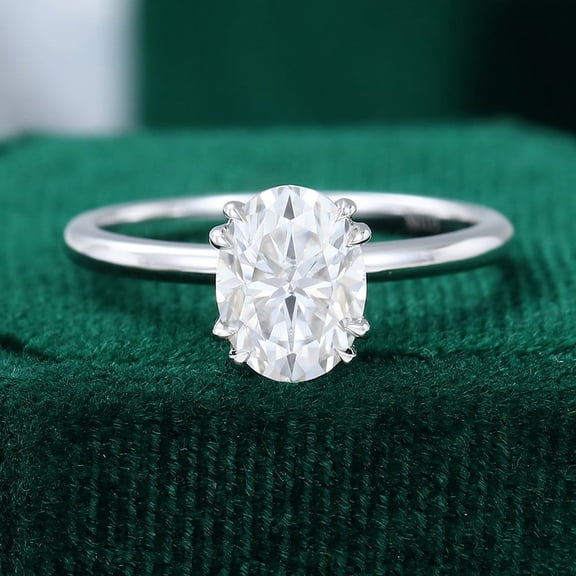 Silvago Jewel 1.9 Ct VVS1/D Oval Cut Lab Created Simulated Diamond Ring - Silver 14k White Gold Over Rings for Her - Solo Stone Wedding Diamond Ring for Women's -Solitaire Diamond Ring for Women's