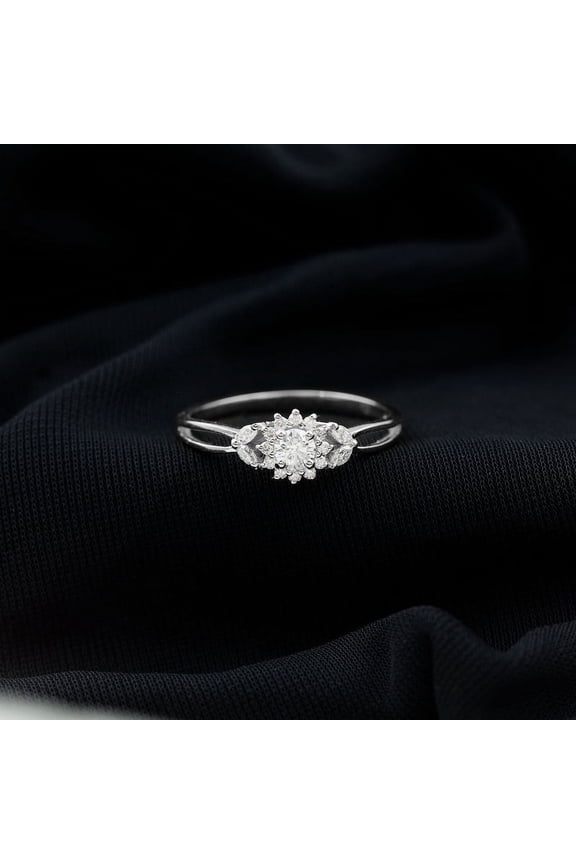 14K Silver Lab Created Oval Round 1.50 Ct Diamond Ring - Engagement Wedding Floral Halo Ring - Minimalist Fancy Party Wear Rings - Daughter Wedding Anniversary Gifts - Diamond Jewelry