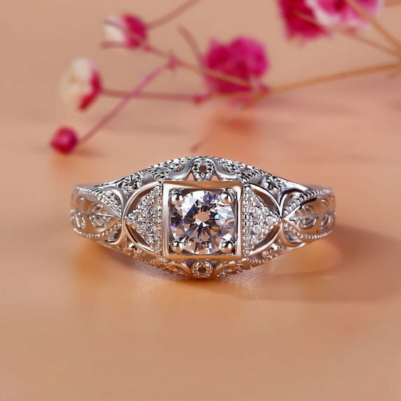 Silvago Jewel 14K White Gold Over Rings - 1.8 Ct Round Cut Lab Created Diamond Rings - Elegant Split Shank Rings for Her - Engagement Wedding Prong Setting Rings for Women's - Causal Stacking Rings