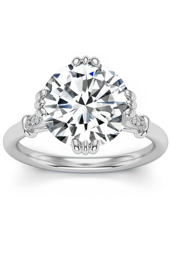 14K White Gold Plated Diamond Ring - 2.1 Ct Round Cut Lab Created Diamond Rings for Women's - Wedding Proposal Rings for Her - Wedding Jewellery For Bridesmaids Silver