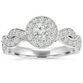 thumbnail image 1 of Silvago Jewel 14K White Gold Plated Diamond Wedding Anniversary Ring - 1.2 Ct Round Cut Lab Created Diamond Wedding Rings for Women's - Criss Cross Diamond Ring - Promise Wedding Engagement Rings, 1 of 3
