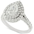 thumbnail image 1 of Silvago Jewel 14K White Gold Plated Diamond Wedding Anniversary Rings - 2.1 Ct Pear Cut Lab Created Diamond Wedding Rings for Women's - Double Halo Wedding Anniversary Engagement Ring for Women's, 1 of 3