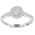 thumbnail image 1 of Silvago Jewel 14K White Gold Plated Emerald Wedding Ring - Round Cut 1.5 Ct Lab Created Round Diamond Engagement Ring - Wedding Anniversary Her Ring for Wife - Engagement Wedding Halo Ring for Her, 1 of 3