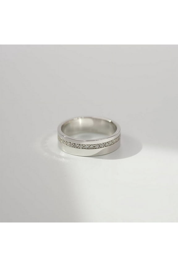 14K White Gold Plated Ring - 1.2 Ct Round Cut Moissanite Rings for Boyfriend - 30th Wedding Anniversary Gifts for Father - Men's Moissanite Band Rings - Birthday Gifts Brother