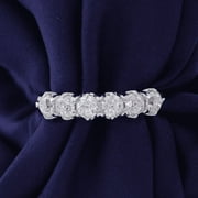 Silvago Jewel 14K White Gold Plated Ring - 1.5 Ct Round Cut Simulated Diamond Ring - Half Eternity Engagement Bands for Women's - Gorgeous Anniversary Gift for Her - Diamond Jewelry For Birthday Gift