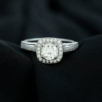 Silvago Jewel 14K White Gold Plated Ring - 1.8 Ct Oval Cut Diamond Ring for Her - Causal Daily Wear Rings for Women's - Cushion Halo Diamond Rings for Birthday Gift - Bridal Stacking Engagement Rings