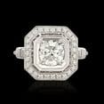 thumbnail image 1 of Silvago Jewel 14K White Gold Plated Ring - 2 Ct Round Cut Diamond Ring - Vintage Engagement Wedding Prong Setting Rings for Women's - Octagon Halo Party Wear Diamond Ring - Bridal Diamond Jewelry, 1 of 8