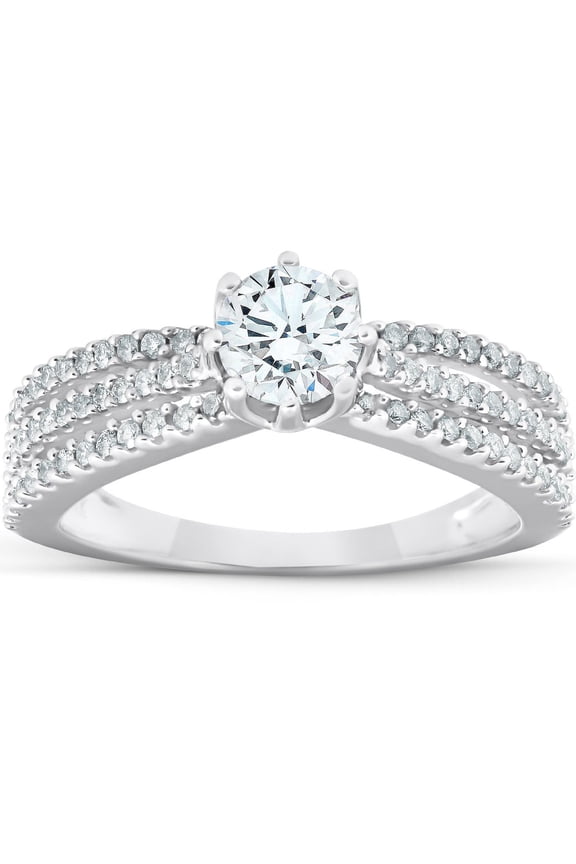 14K White Gold Plated Ring - Round Cut 1 Ct VVS1/D Lab Created Simulated Diamond Rings - 9th Year Anniversary Gifts for Women's - Christmas Special Gift for Her - Graduation Gifts