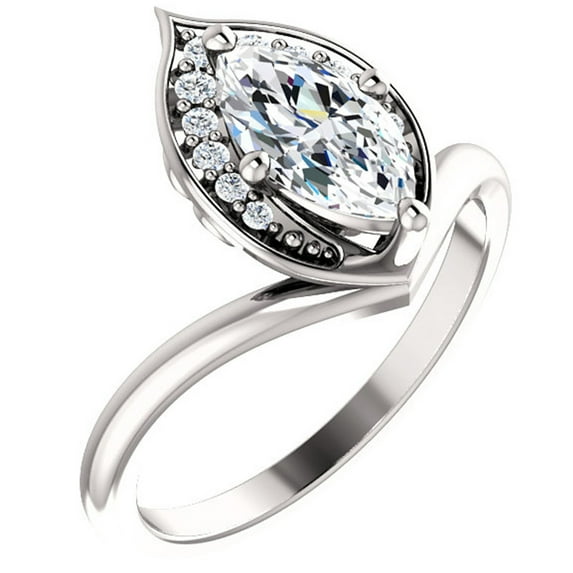 Silvago Jewel 14K White Gold Plated Rings - 1.4 Ct Marquise Cut Diamond Rings - Latest Engagement Diamond Rings for Women's - Special Occasion Ring Her - Christmas Special Gifts