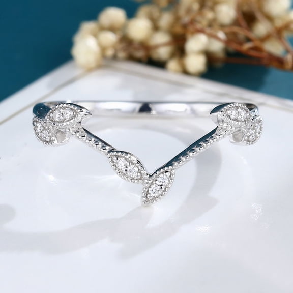Silvago Jewel 14K White Gold Plated Rings - 1.5 Ct Round Cut Lab Created Diamond Rings - Engagement Wedding Prong Setting Rings for Women's - Causal Stacking Ring - Curved Shape Simple Bands for Her