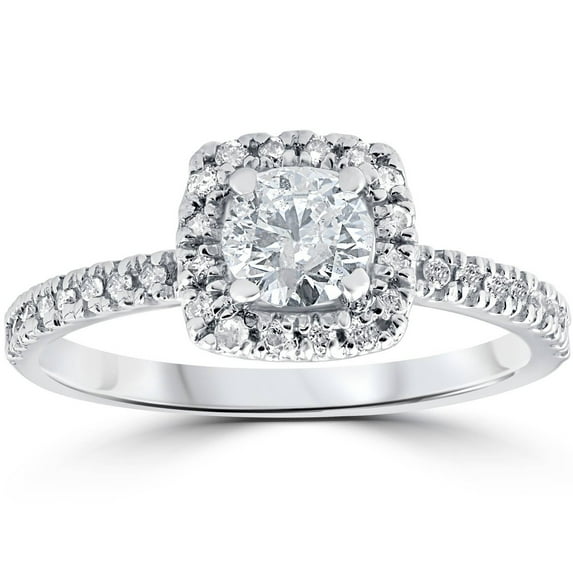 Silvago Jewel 14K White Gold Plated Rings - 1 Ct VVS1/D Round Cut Lab Created Simulated Diamond Rings - Jewellery Diamond Rings Wedding Sets On Clearance - 23rd Anniversary Gifts Not Too Expensive