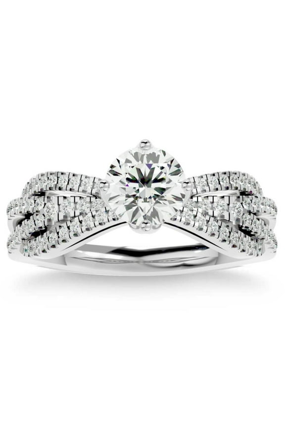 14K White Gold Plated Rings - Round Cut 1 Ct VVS1/D Lab Created Simulated Diamond Rings - 9th Year Anniversary Gifts for Women's - Silver Diamond Beautiful Special Occasion Rings