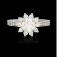 thumbnail image 1 of Silvago Jewel 14K White Gold Plated Rings - Round Cut 2.1 Ct Simulated Diamond Rings -Starburst Floral Halo Engagement Rings - Wedding Prong Setting Rings for Women's - Christmas Gifts for Her, 1 of 10