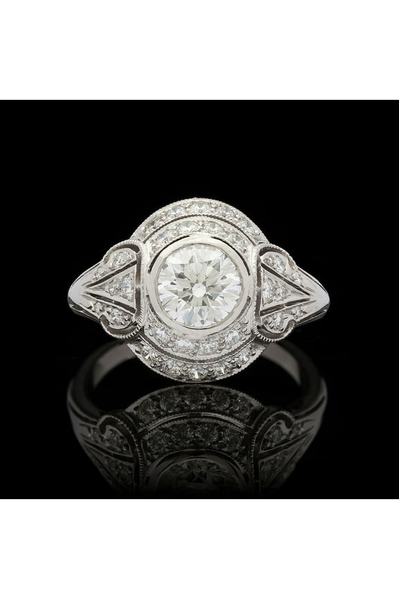 14K White Gold Plated Wedding Anniversary Ring - 1 Ct Round Cut Lab Created Diamond Ring for Women's - Vintage Wedding Anniversary Ring - Silver Diamond Beautiful Special Occasion Ring