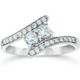 thumbnail image 1 of Silvago Jewel 14K White Gold Plated Wedding Anniversary Rings - 1 Ct Lab Created Diamond Round Cut Engagement Rings - Bypass Ring Anniversary Gifts - Party Wear Diamond Rings - Valentine's Day Gifts, 1 of 3