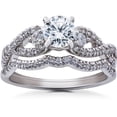 thumbnail image 1 of Silvago Jewel 14K White Gold Plated Wedding Engagement Ring for Women's - Round Cut 1 Ct Lab Created Diamond Anniversary Rings - Infinity Twisted Cross Over Shank Engagement Rings - New Year Gifts, 1 of 3