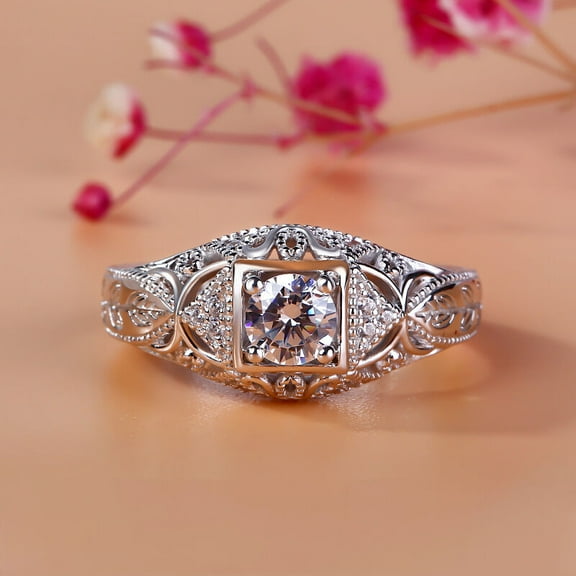 Silvago Jewel 14K White Gold Plated Rings - 1.8 Ct Round Cut Lab Created Diamond Rings - Elegant Split Shank Rings for Her - Engagement Wedding Prong Setting Rings for Women's - Causal Stacking Rings