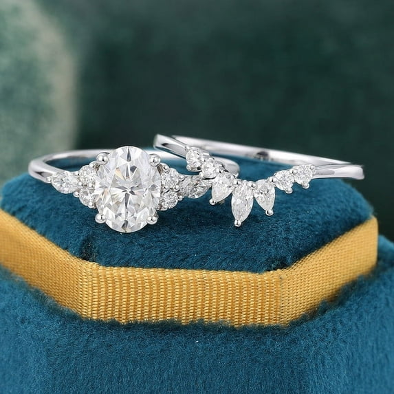 Silvago Jewel 14K White Gold Over Rings - 1.9 Ct Oval Cut Wedding Rings - Engagement Wedding Prong Setting Rings for Women's - Causal Daily Wear Rings for Women's - Forever Diamond Rings for Her