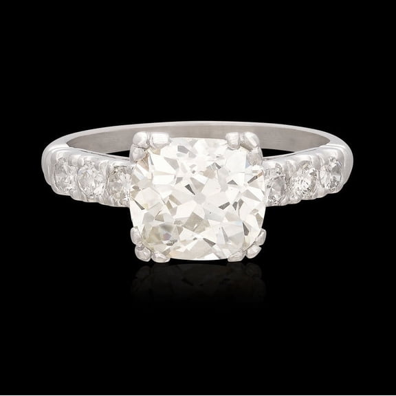 Silvago Jewel 14K White Gold Over Rings for Women's - 2 Ct Cushion Cut Diamond Wedding Rings - Silver Diamond Prong Set Beautiful Special Occasion Ring - Designer Silver Jewellery Gift For Women's