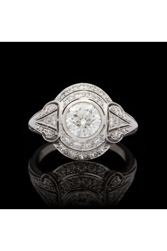 14K White Gold Over Wedding Anniversary Ring - 1 Ct Round Cut Lab Created Diamond Ring for Women's - Vintage Wedding Anniversary Ring - Silver Diamond Beautiful Special Occasion Ring