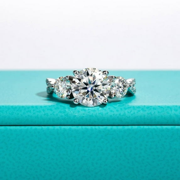 Silvago Jewel 14k White Gold Over Engagement Ring - Brilliant 1.8Ct Round Cut Lab Created Diamond Women's Wedding Ring - Criss Cross Promise Engagement Ring - Three Stone Diamond Ring for Her